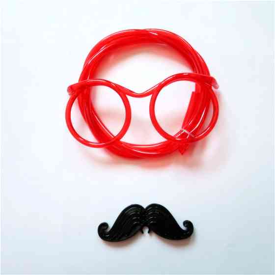 Очки трубочка детские с усами для питья one size красный Киев