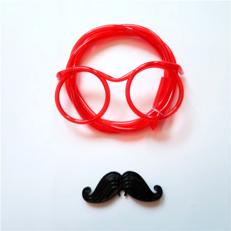 Окуляри трубочка дитячі з вусами для пиття one size червоний Київ - фото 1