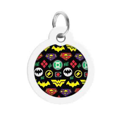 Адресник для животных WAUDOG Smart ID с QR паспортом "Супергерои логомания" круг 30 мм (230-1014) Винница