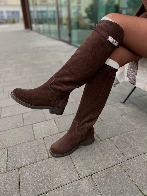 Чоботи жіночі VLAMAX C122 шоколадні (зима євро-хутро, замша натуральна) (6170) Коломия - фото 1