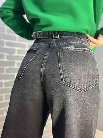 Джинсы женские Q-4 3013 Skaiter багги свободные оверсайз швы на коленях затяжка на талии черные, черный, 30, 30, 76 см, 116 см Киев