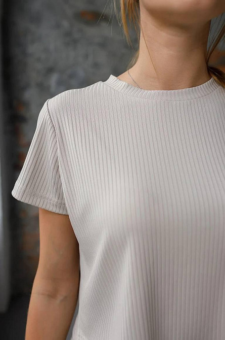 Стильный легкий костюм в рубчик Бежевый M-L Харьков - изображение 3