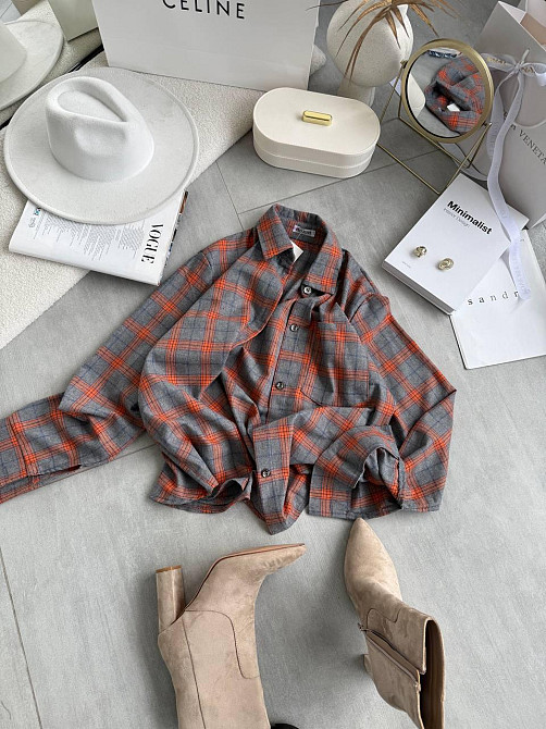 Женская повседневная оверсайз рубашка в клетку костюмный тиар Одесса - изображение 6