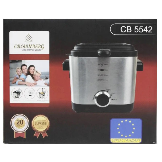 Фритюрница для дома на 1.5л Crownberg CB-5542 1200Вт ET-19 Львов - изображение 1