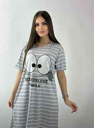 Жіноча повсякденна принтована туніка батал трикотаж Сірий, 52/54 Одеса