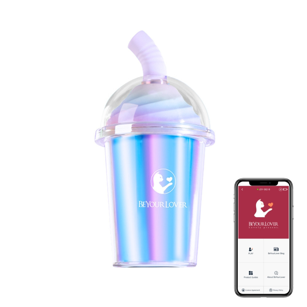 Вакуумний стимулятор у формі стаканчика з трубочкою BeYourLover Joy Cup голубий, 9.1 см х 4.6 см Sex Aura Київ - фото 1