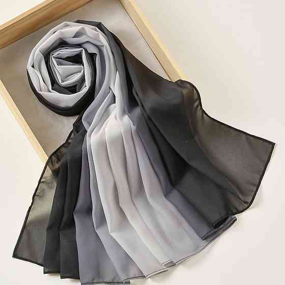 Женский шарф шифоновый 150 на 50 см черно-белый Киев