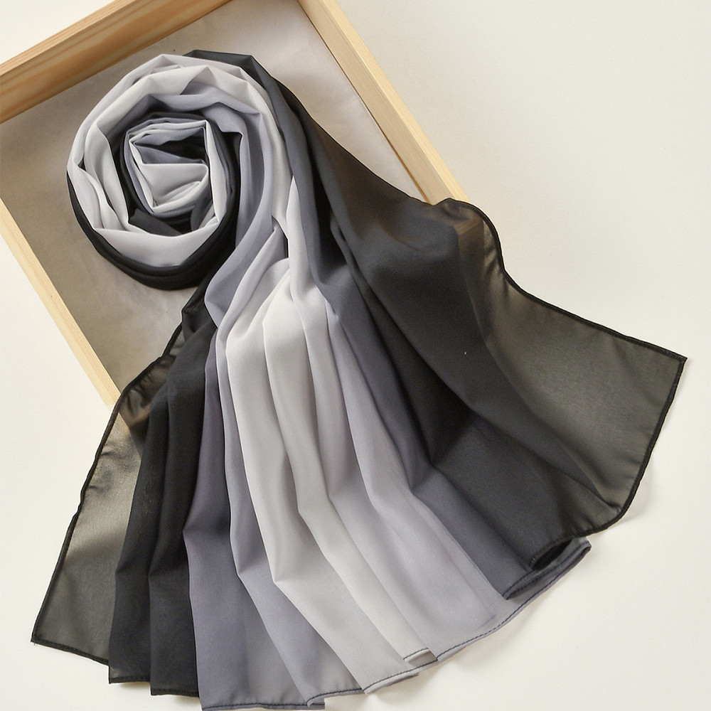 Женский шарф шифоновый 150 на 50 см черно-белый Киев - изображение 1
