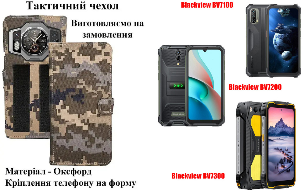 Тактичний чохол для Blackview BV6600, BV6600E, кріпиться до спорядження на липучці Київ - фото 1