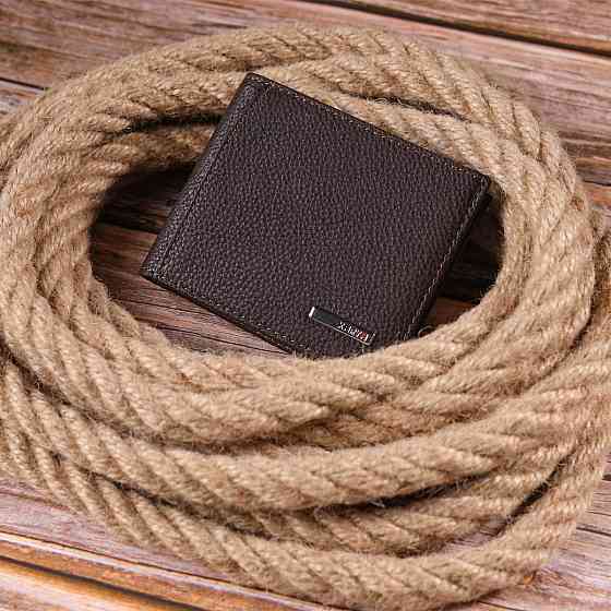 Практичний чоловічий затиск із монетницею з натуральної шкіри Коричневий (KARYA) Київ