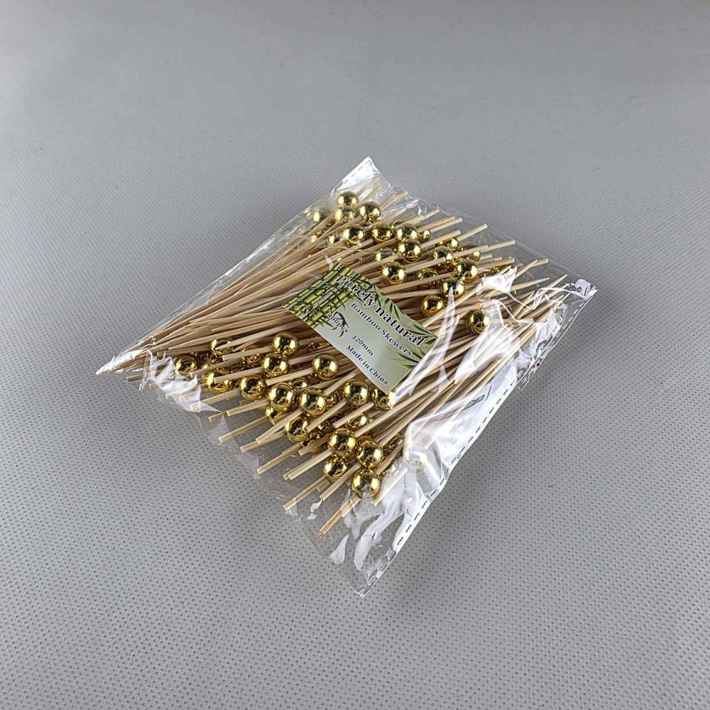 Шпажка для прикрашання страв 12 см" Золоті намистинки "100 шт (1 пачка) Харків - фото 2