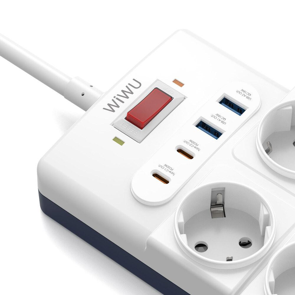 Сетевой удлинитель WIWU 14 in 1 20W GaN Power Strip 2C+2A+10AC Wi-S008 EU (2 m) White Одесса - изображение 4