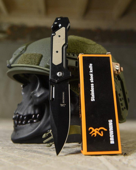 Ніж складань Browning зі стропорізом black/grey ВТ4793 Одеса - фото 8