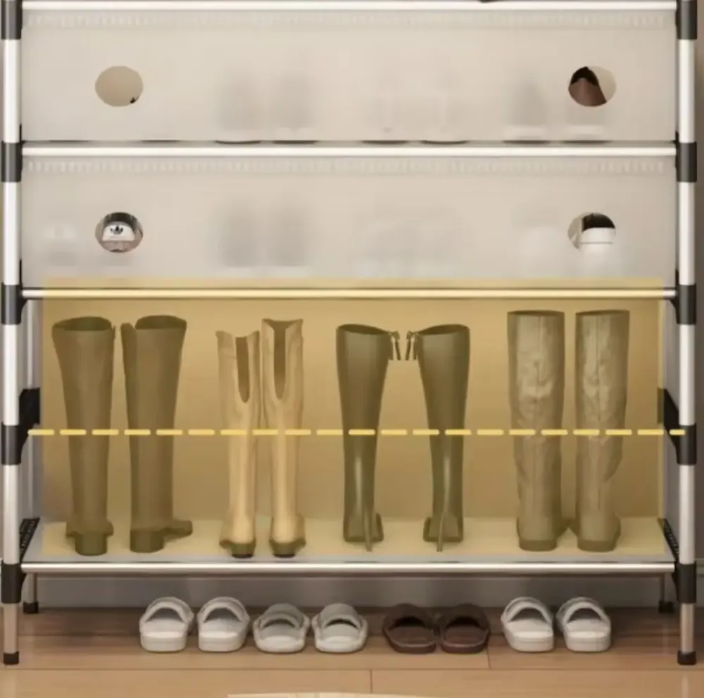 NEW Железная вешалка для одежды + подставка для обуви, 2 в одном, 4 полки Бежевая Коломия - фото 6