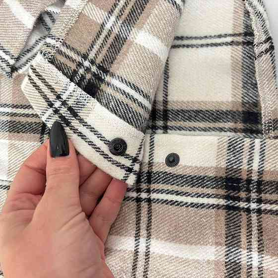 Дитяча тепла кашемірова сорочка в бежеву клітинку з капюшоном, для хлопчика, для дівчинки Кам'янець-Подільський