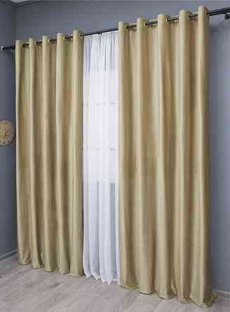 Комплект штор на люверсах VR-Textil Бархат № 1653ш Бежевый 150х280 см 2 шт (37-0229) Киев