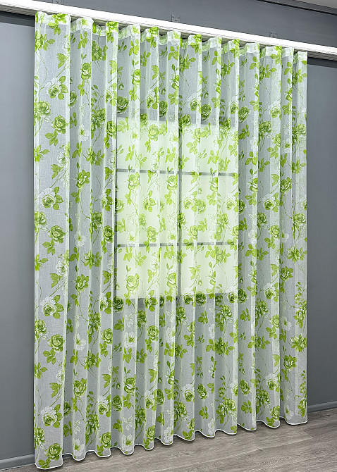 Тюль VR-Textil 1264т Flora Батист Білий з салатовим 400х270 см (42-1382) Київ - фото 11