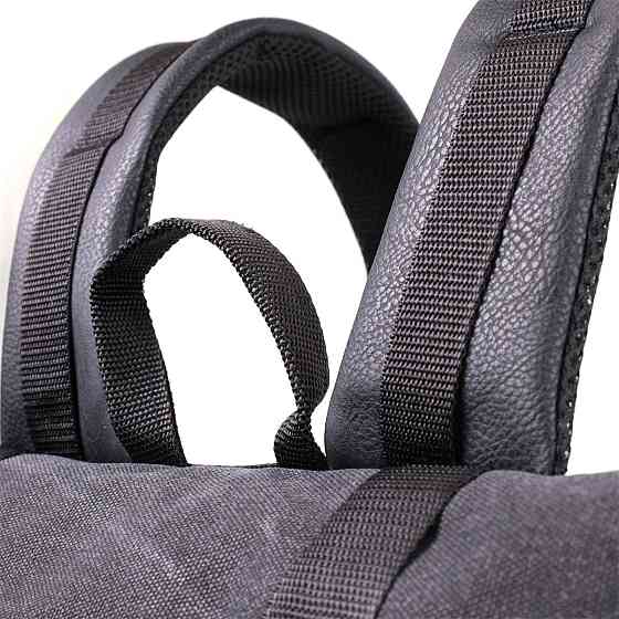 Добротный рюкзак для ноутбука из вставками эко-кожи Черный (FABRA) Киев