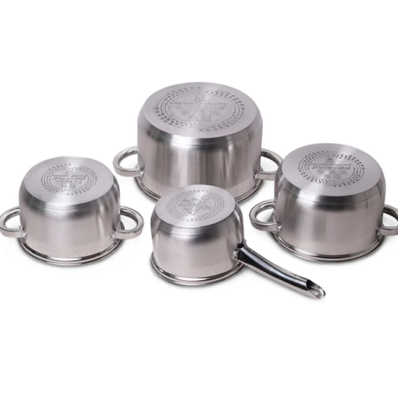 Набір каструль 8 предметів (ківш 1,8/каструлі 2,3/3,8/5,8л) нержавіюча сталь 5632S KAMILLE Житомир - фото 7