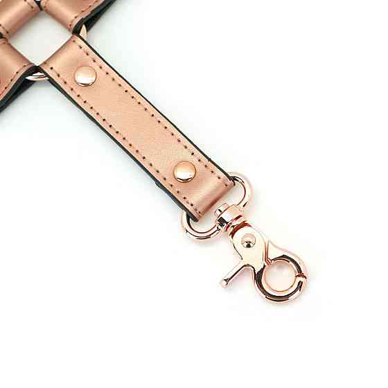 Хрестовина для фіксації Liebe Seele Rose Gold Memory Hog Tie, натуральна шкіра, рожеве золото Sex Aura Київ
