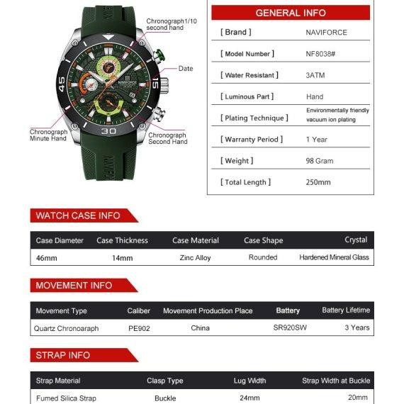 Годинник чоловічий наручний Naviforce Faster Зелений Вінниця - фото 8
