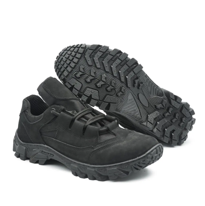 Мужские военные кожаные кроссовки черные демисезонные, тактические водостойкие кожаные кроссовки Львов - изображение 9