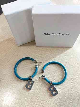 Balenciaga сережки кільця кольору морської хвилі з ребрами Одеса