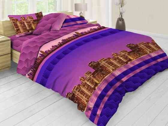 Ecotton Комплект постільної білизни Ecotton двоспальний Сімейний 150х215 см фіолетовий Мегаполі Коломыя