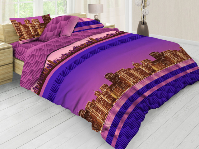 Ecotton Комплект постільної білизни Ecotton двоспальний Сімейний 150х215 см фіолетовий Мегаполі Коломыя - изображение 1