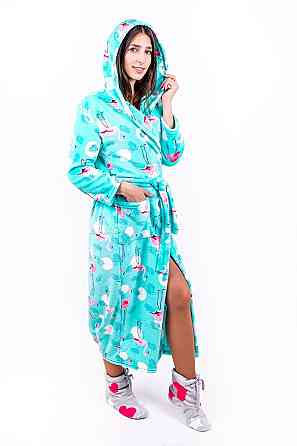 Халат теплий жіночий "Фламінго", бірюзовий топ Крохатушка одяг Київ