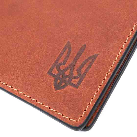 Шкіряна обкладинка на посвідчення учасника бойових дій GRANDE PELLE 11663 Коричневий Київ