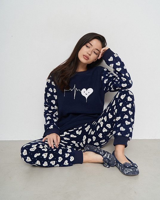 Женский теплый домашний костюм со штанами Флис - Сердечки Lady Secret 94115 XL Киев - изображение 6