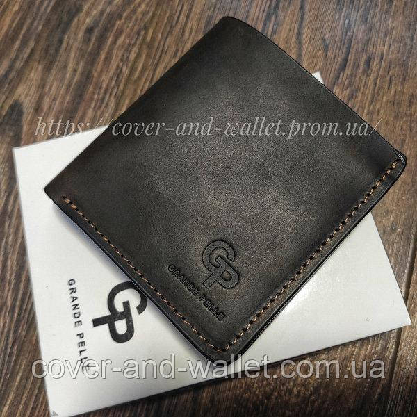 Компактний вертикальний портмоне на магнітах із натуральної шкіри Grande Pelle Lettera Київ - фото 3
