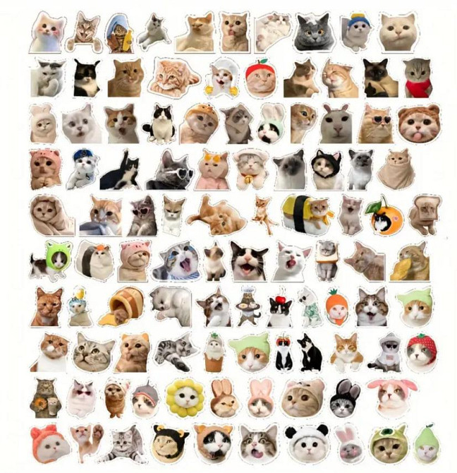 Стикеры с котами. Водонепроницаемые виниловые эстетические наклейки, набор 20 штук. Киев - изображение 3