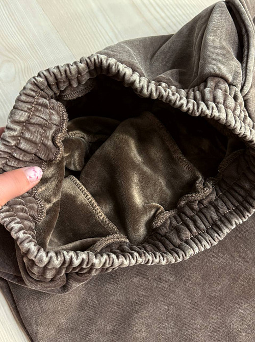 Костюм жіночий Joy One 2166-11 утеплений варений худі зі штанами палаццо коричневий, коричневий, L Київ - фото 8