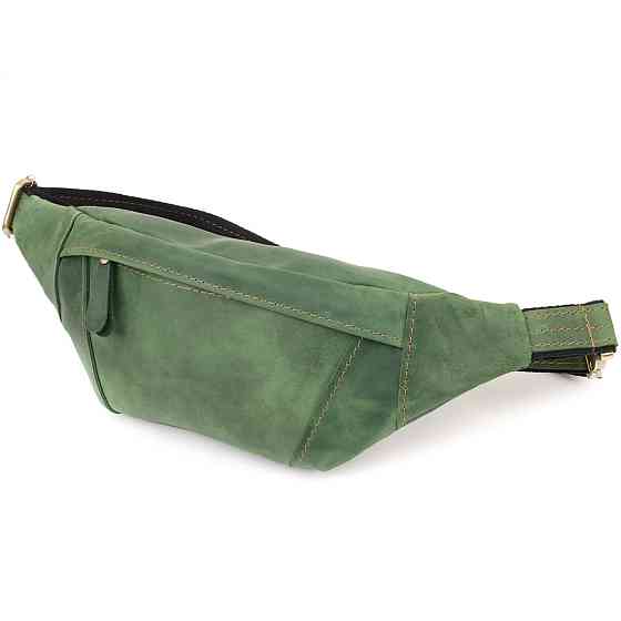 Модная сумка-бананка для мужчин из натуральной винтажной кожи Зеленый (SHVIGEL) Киев