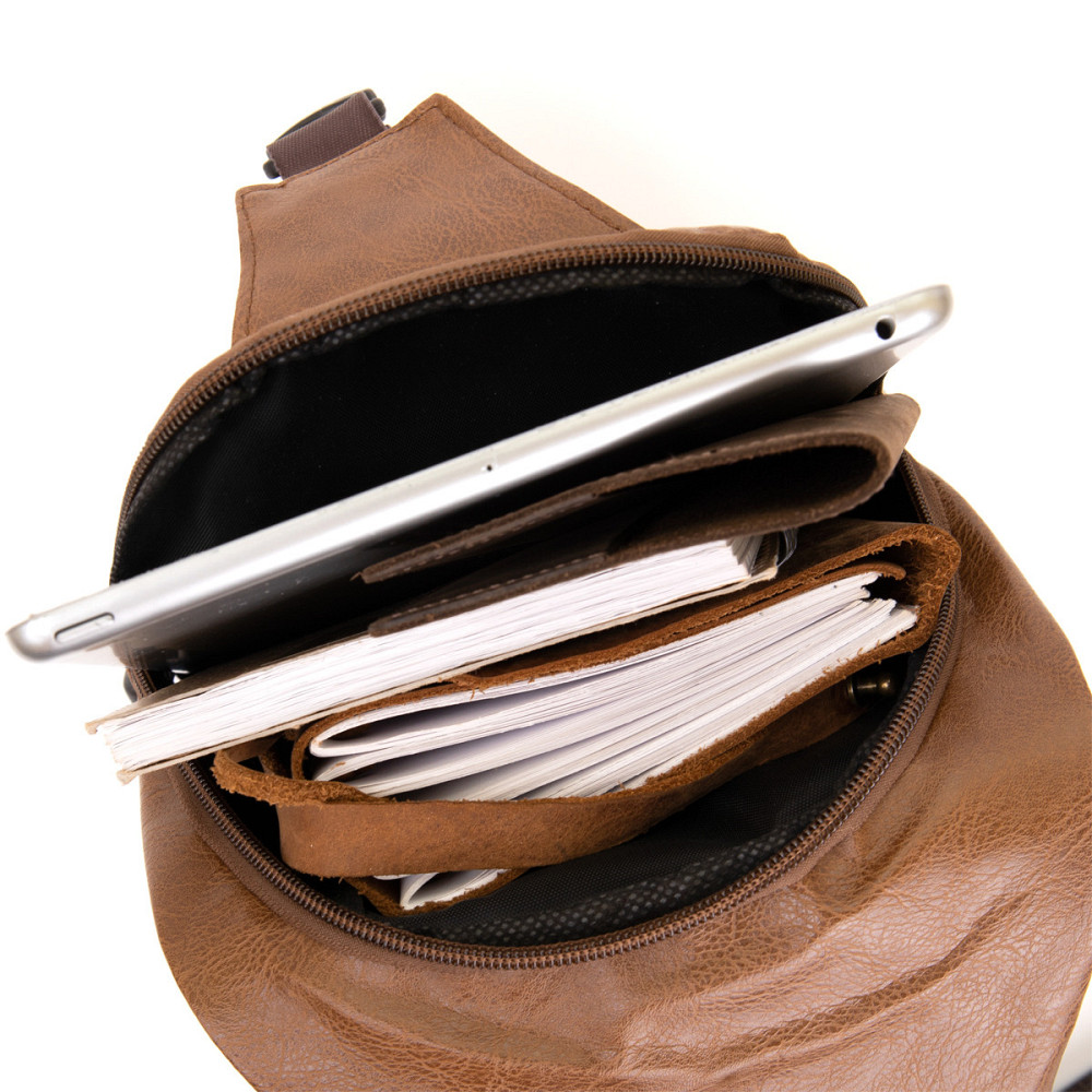 Сумка кросс боди с эмблемой из кожзама Рыжая (Vintage) Киев - изображение 7