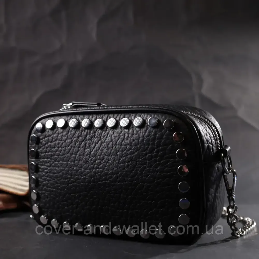 Стильня женская сумка из натуральной кожа черного цвета Киев - изображение 8