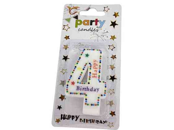 Свеча-цифра 4 Happy Birthday точка арт.068 ТМ PRC Киев