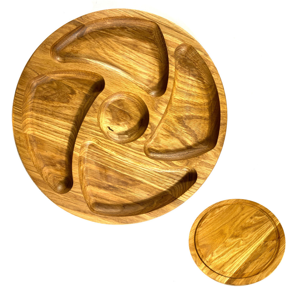 Деревʼяна тарілка з натурального дерева діаметр 25 см, висота 2 см, тарілка для закусок Кам'янець-Подільський - фото 1