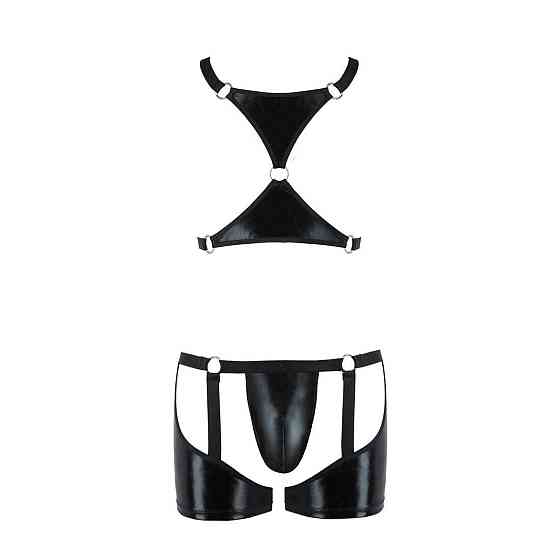 Комплект эротического мужского белья Passion 047 SET JOHN XXL/XXXL Black, трусы, портупея Sex Aura Киев