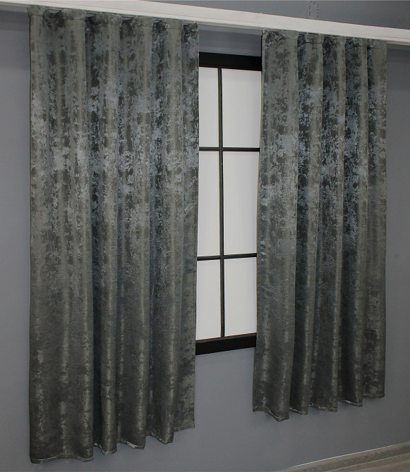 Комплект коротких штор VR-Textil Жакард Sultan XO № 1123ш Жакард Графітовий 130х170 см 2 шт (35-0110) Київ - фото 4