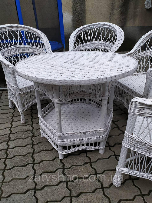 Белая мебель плетеная с круглым столом Киев - изображение 3