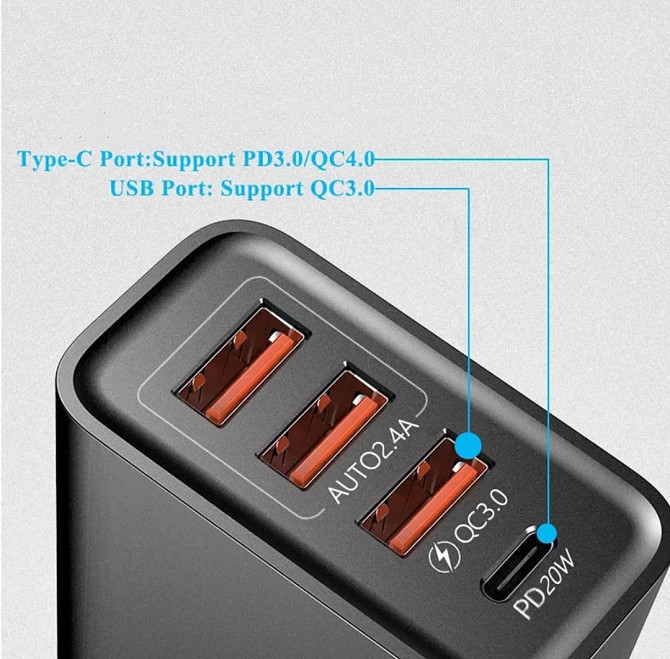 Блок зарядки 5A/30W Quick Charge (швидка зарядка) USB, Type-C Київ - фото 5