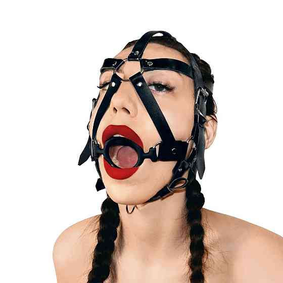 Кляп-маска с силиконовым кольцом Art of Sex - Tamer, Натуральная кожа, цвет Черный Sex Aura Киев