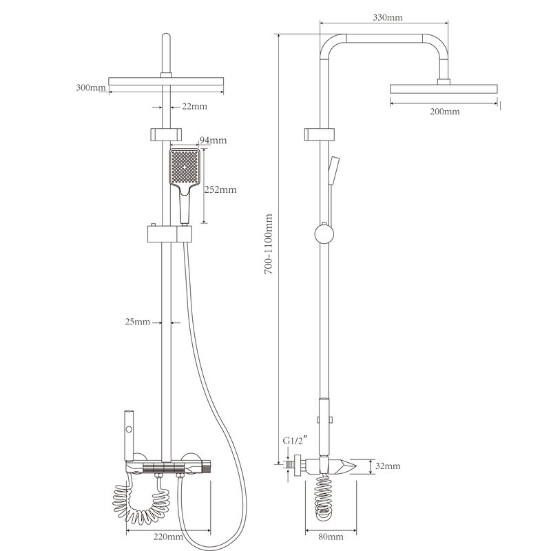 Душова колона Armata BCS-009-J Black зі змішувачем з кнопковим перемикачем, 4 режими (CH6508) Київ - фото 9