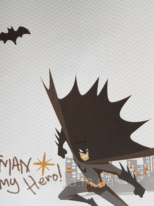 Шпалери вінілові на флізеліні AdaWall Ada Kids метрові дитячі бетмен написи чорний сірий на бежевому Київ - фото 3
