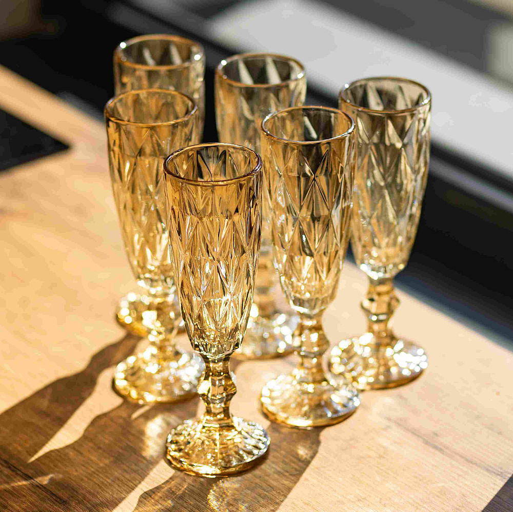 Набір келихів для шампанського Citrine 6 штук по 180 мл HP-19-280 прозорий келих для напоїв ігристих вин легких коктейлів Коломия - фото 2