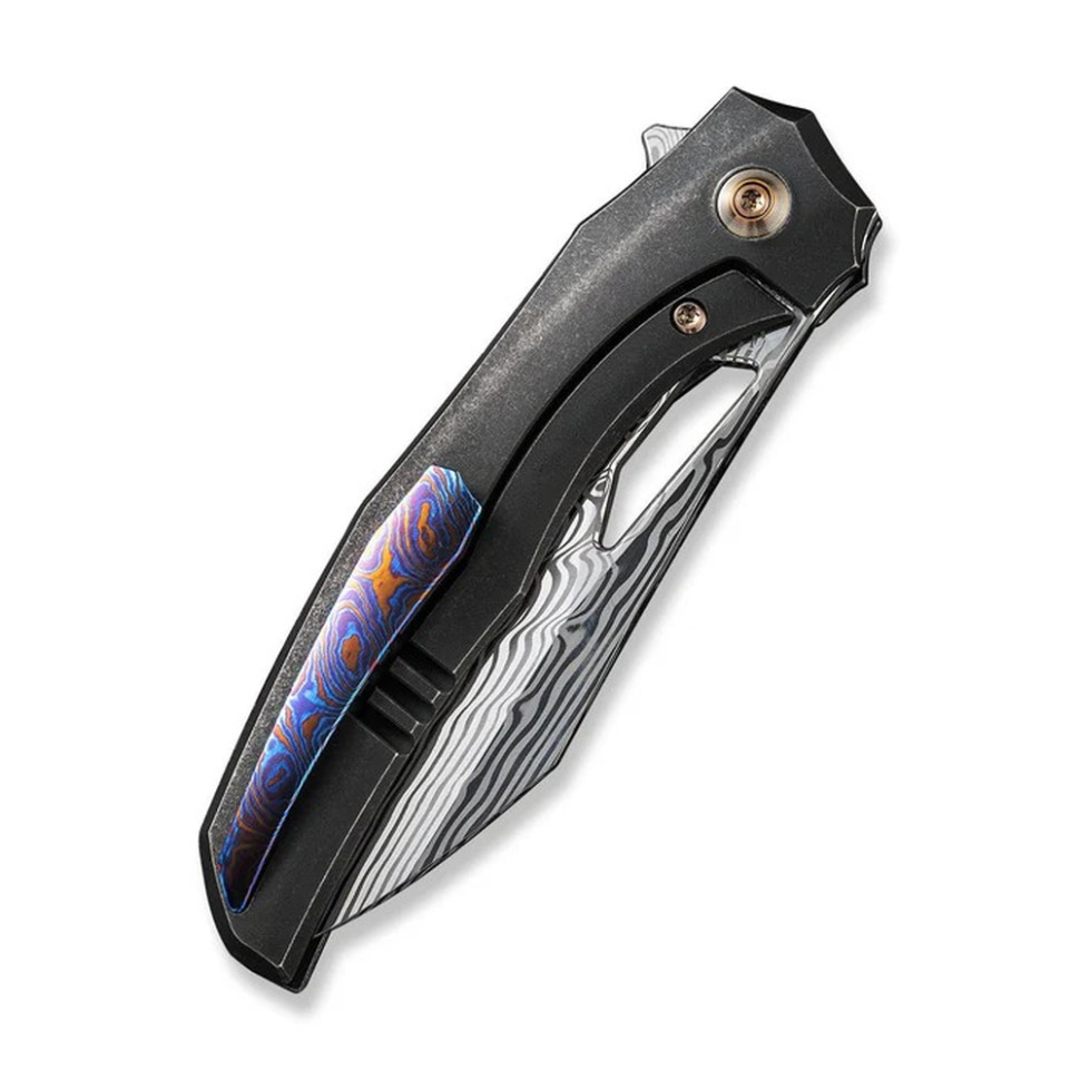 Ніж складаний туристичний WE Knife Ignio Mystery Box Ignio Mystery Box, (8.39 см) Damasteel (Hakkapella) / 6AL4V Titanium чорний Київ - фото 5