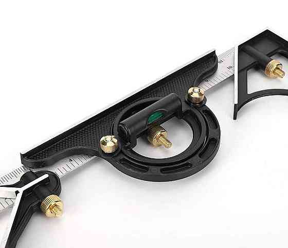 Будівельний кутомір 3в1 з транспортиром і рівнем складний металевий кутник 300мм Київ